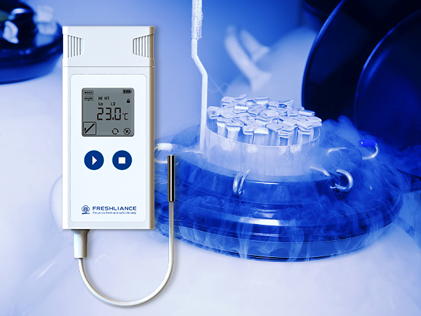 Ultra low temperature sensor with probe for biological samples