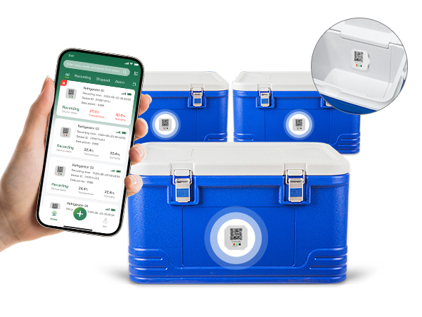 Medical incubator temperature data logger with APP data viewing